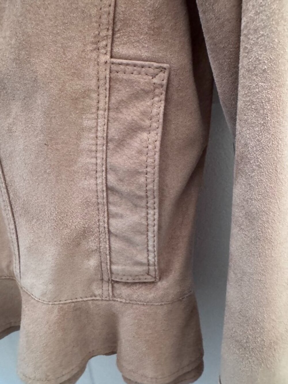 Elliott Lauren Tan Suede Jacket Button Front Cropped Blazer Size 8, Excellent - Picture 6 of 11